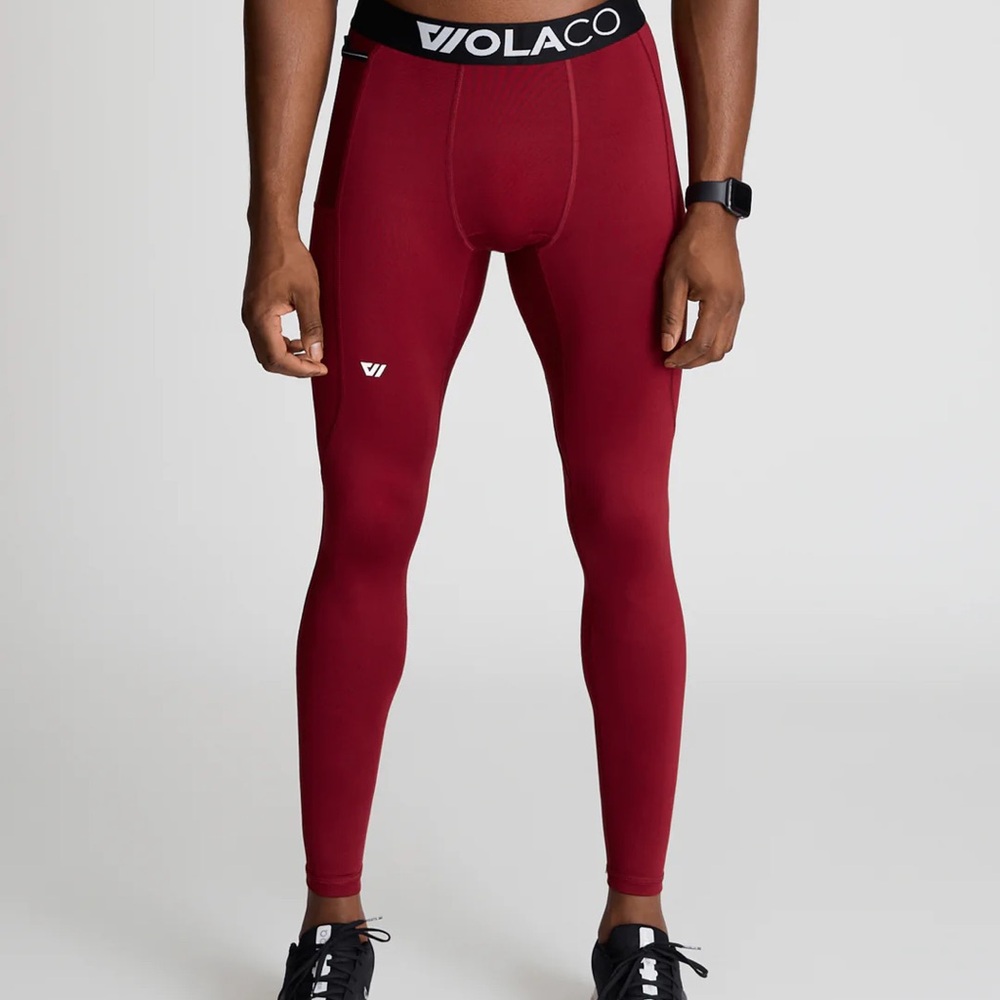 WOLACO Fulton Compression Pants Red M NWOT Workout Gear